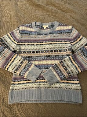Crewcuts Light Blue Multicolor Fair Isle Crewneck Sweater